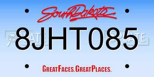 8JHT085 South Dakota License Plate