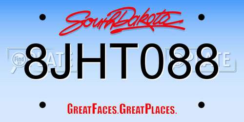 8JHT088 South Dakota License Plate
