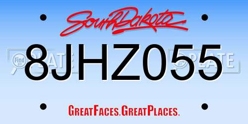 8JHZ055 South Dakota License Plate
