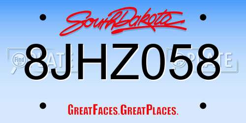 8JHZ058 South Dakota License Plate