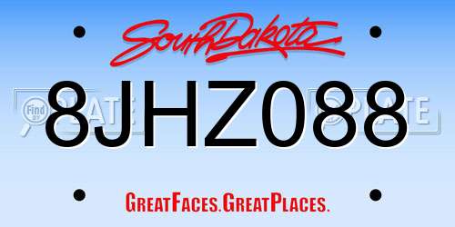 8JHZ088 South Dakota License Plate