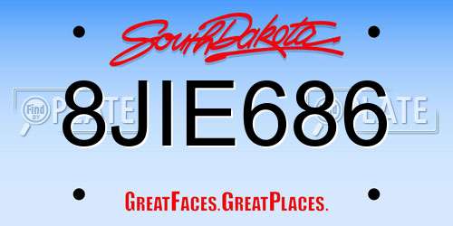 8JIE686 South Dakota License Plate
