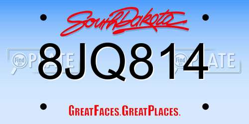 8JQ814 South Dakota License Plate