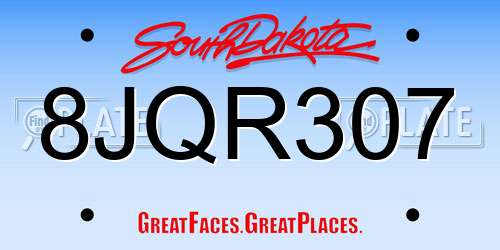 8JQR307 South Dakota License Plate