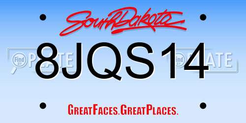 8JQS14 South Dakota License Plate
