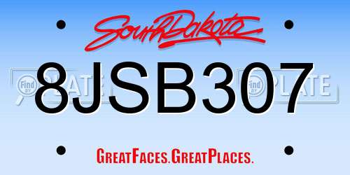 8JSB307 South Dakota License Plate