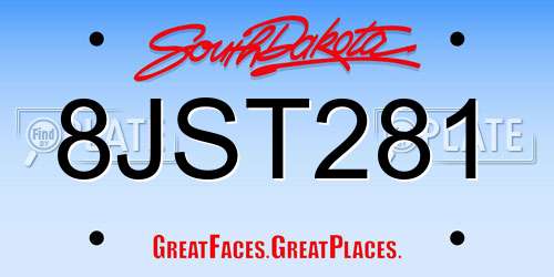 8JST281 South Dakota License Plate