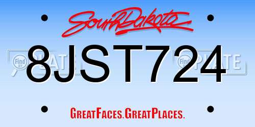 8JST724 South Dakota License Plate