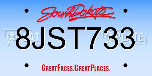 8JST733 South Dakota License Plate