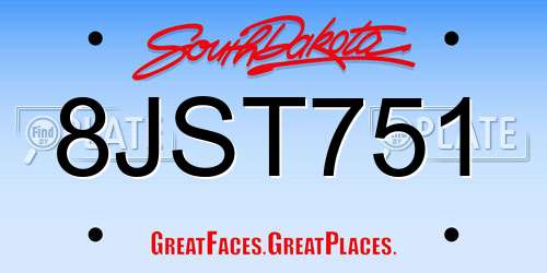 8JST751 South Dakota License Plate