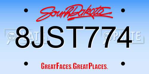 8JST774 South Dakota License Plate