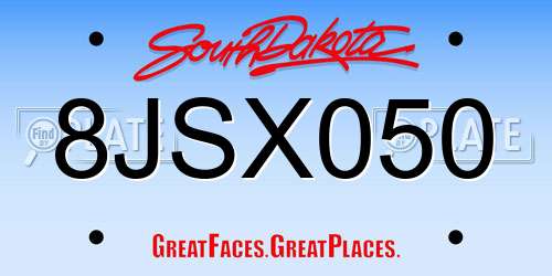 8JSX050 South Dakota License Plate