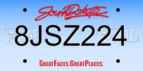 8JSZ224 South Dakota License Plate