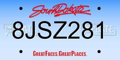 8JSZ281 South Dakota License Plate