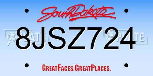 8JSZ724 South Dakota License Plate