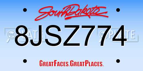 8JSZ774 South Dakota License Plate
