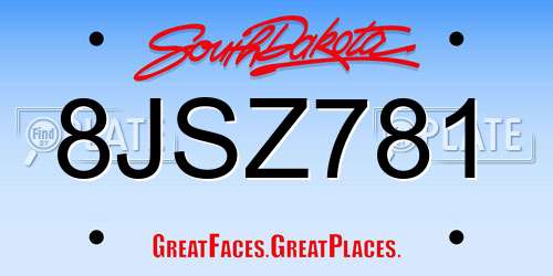 8JSZ781 South Dakota License Plate