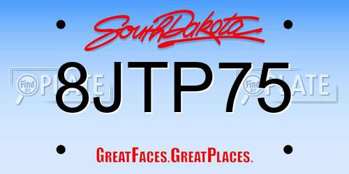 8JTP75 South Dakota License Plate