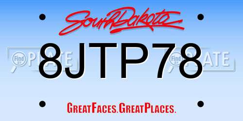 8JTP78 South Dakota License Plate