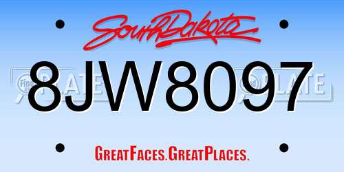 8JW8097 South Dakota License Plate