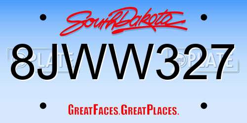 8JWW327 South Dakota License Plate