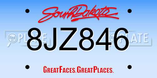 8JZ846 South Dakota License Plate