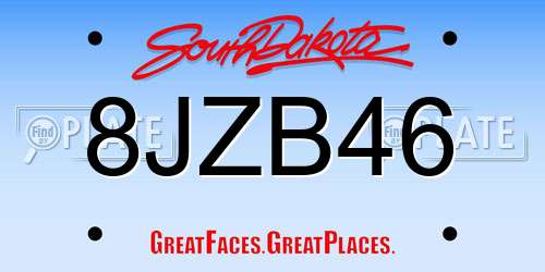 8JZB46 South Dakota License Plate