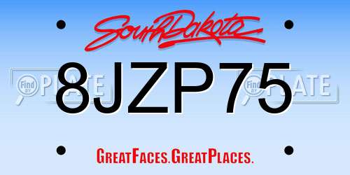 8JZP75 South Dakota License Plate