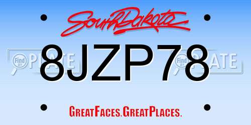 8JZP78 South Dakota License Plate