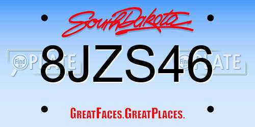 8JZS46 South Dakota License Plate