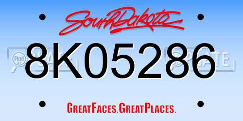 8K05286 South Dakota License Plate
