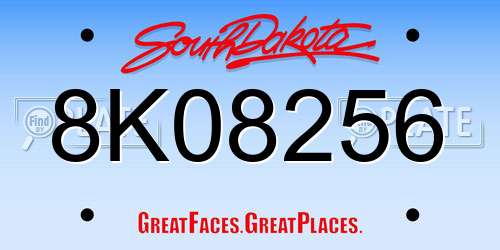 8K08256 South Dakota License Plate