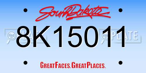 8K15011 South Dakota License Plate