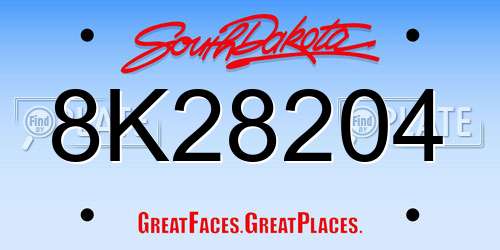 8K28204 South Dakota License Plate