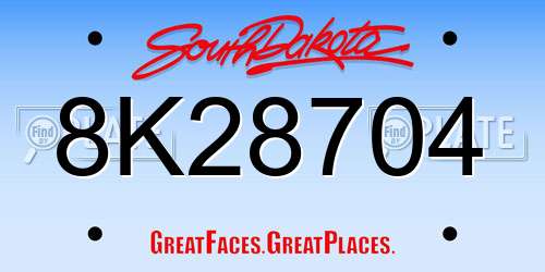 8K28704 South Dakota License Plate