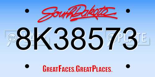 8K38573 South Dakota License Plate