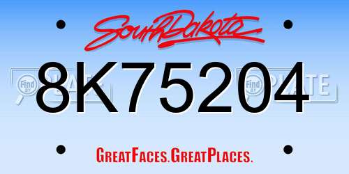 8K75204 South Dakota License Plate