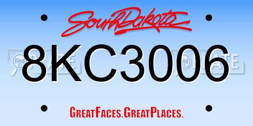8KC3006 South Dakota License Plate