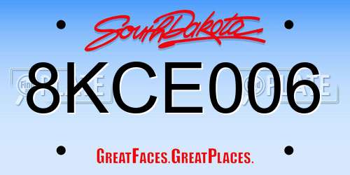8KCE006 South Dakota License Plate