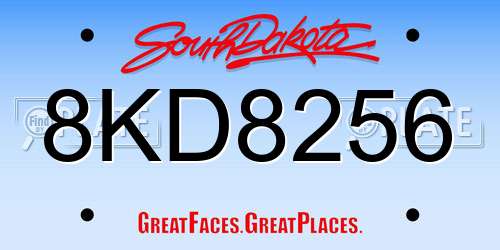 8KD8256 South Dakota License Plate