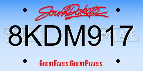 8KDM917 South Dakota License Plate