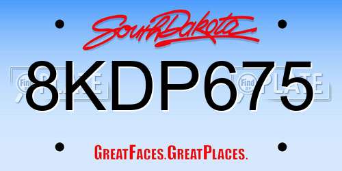 8KDP675 South Dakota License Plate