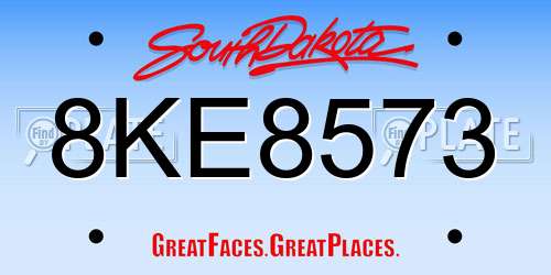 8KE8573 South Dakota License Plate