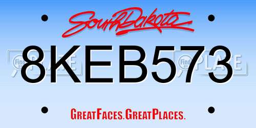 8KEB573 South Dakota License Plate