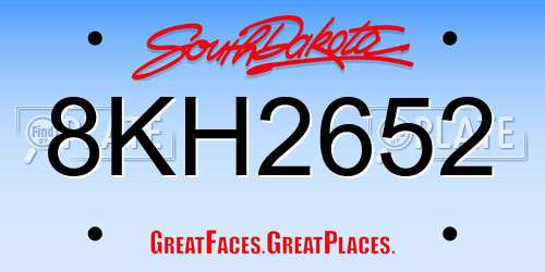 8KH2652 South Dakota License Plate