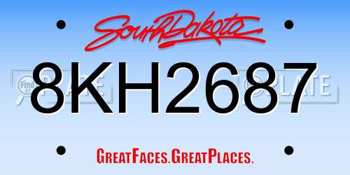 8KH2687 South Dakota License Plate