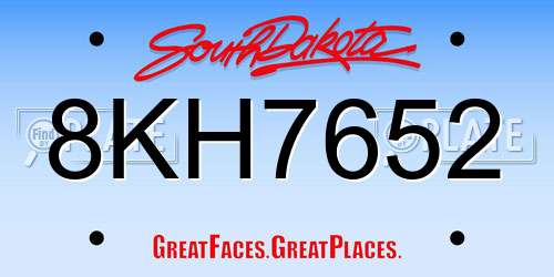 8KH7652 South Dakota License Plate