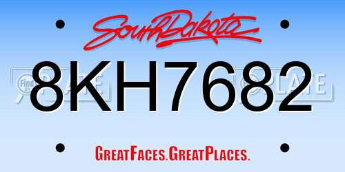 8KH7682 South Dakota License Plate
