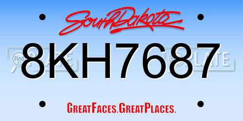 8KH7687 South Dakota License Plate