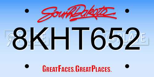 8KHT652 South Dakota License Plate